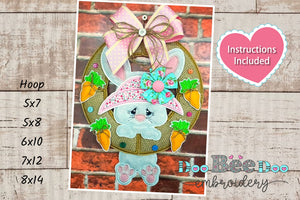 Bunny Easter Wreath with Hat - ITH Project - Machine Embroidery Design