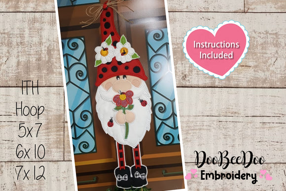 Ladybug Gnome Ornament - ITH Project - Machine Embroidery Design