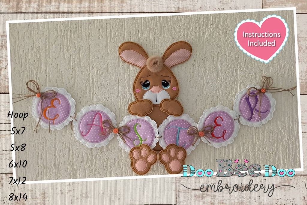 Bunny Banner for Easter - ITH Project - Machine Embroidery Design