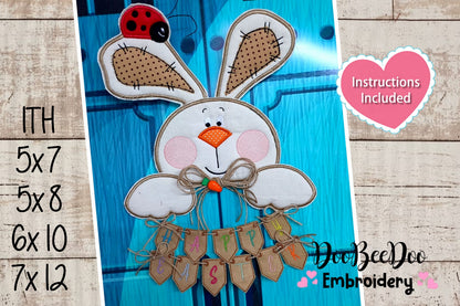 Happy Easter Bunny Ornament - ITH Project - Machine Embroidery Design