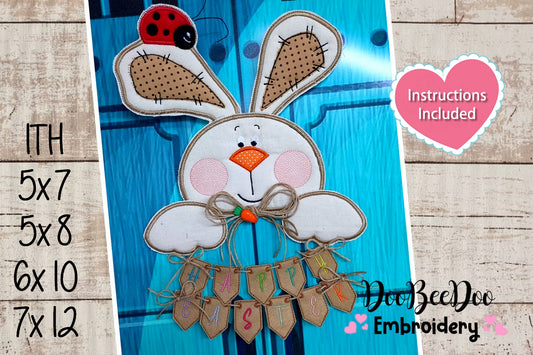 Happy Easter Bunny Ornament - ITH Project - Machine Embroidery Design