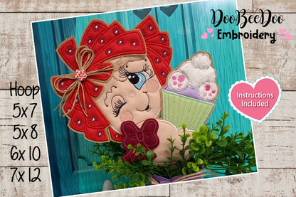 Rag Doll With Easter Cupcake Ornament - ITH Project - Machine Embroidery Design