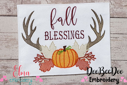 Fall Blessings - Sketch Stitch - Machine Embroidery Design