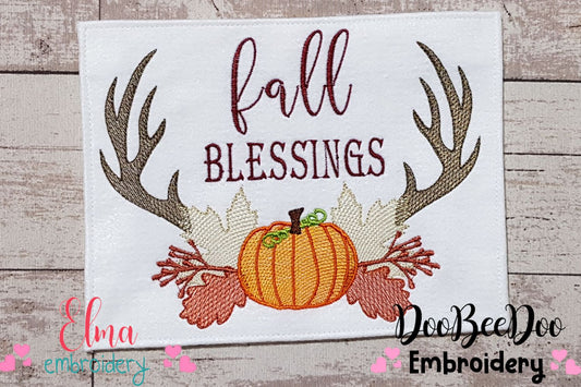 Fall Blessings - Sketch Stitch - Machine Embroidery Design