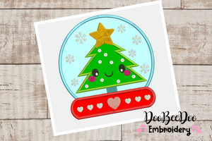 Christmas Tree Globe - Applique - 6 Sizes - Machine Embroidery Design
