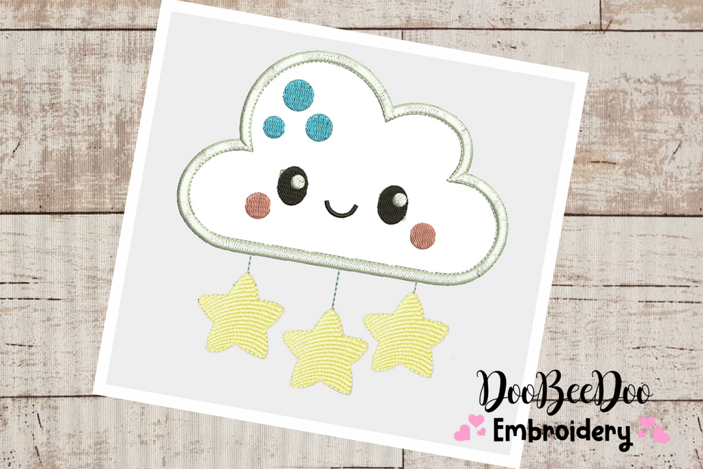 Cloud of stars - Applique-  6 Sizes - Machine Embroidery Designs