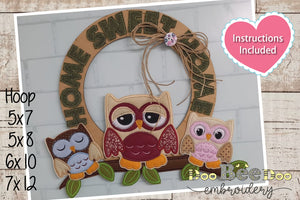 Owl Door Ornament - ITH Project - Machine Embroidery Design