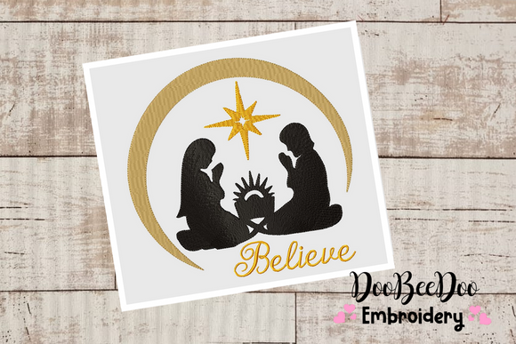 Believe Nativity - Christmas - Fill STith - 6 Sizes - Machine Embroidery Designs