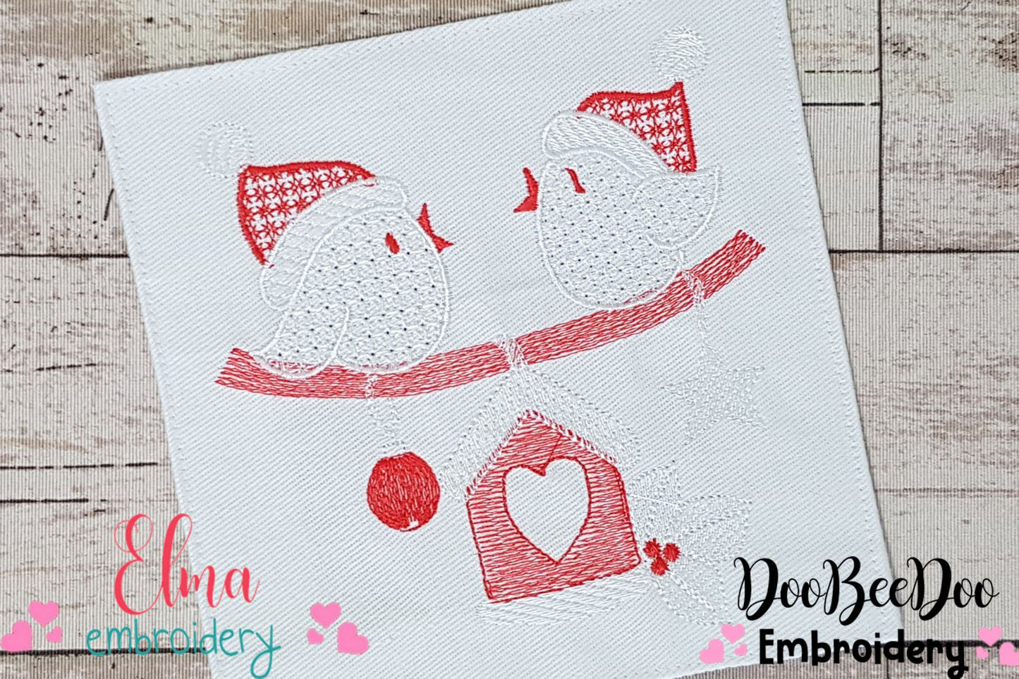 Christmas Birds - Fill Stitch - Machine Embroidery Design