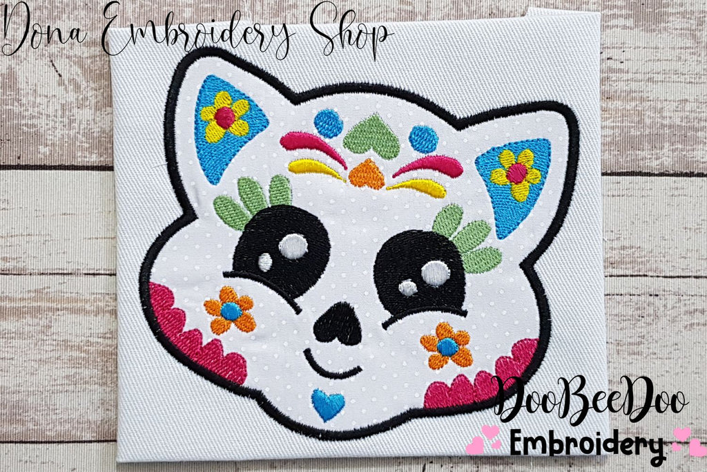 Mexican Skull Cat - Applique Embroidery