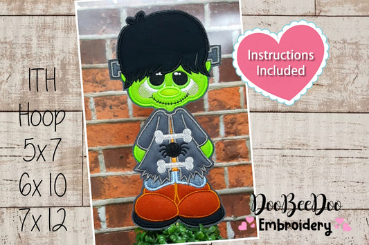 Halloween Mr. Frankenstein Ornament - ITH Project - Machine Embroidery Design