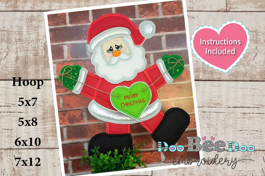 Santa With Gift Vase Ornament - ITH Project - Machine Embroidery Design