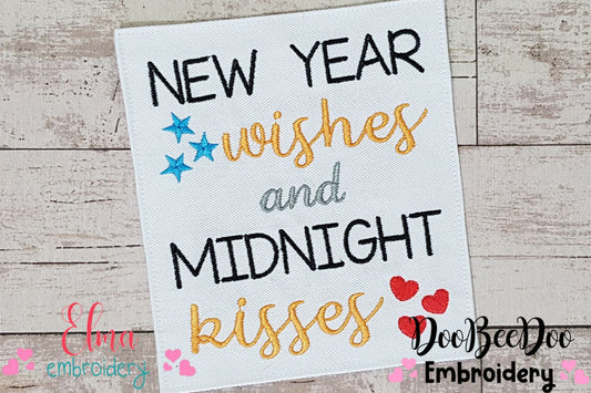 New Year Wishes and Midnight Kisses - Fill Stitch - Machine Embroidery Design