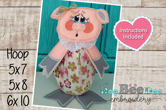 Pig Door Stop Weight - ITH Project - Machine Embroidery Design