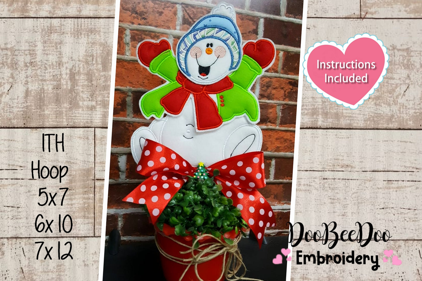 Happy Snowman Christmas Ornament - ITH Project - Machine Embroidery Design