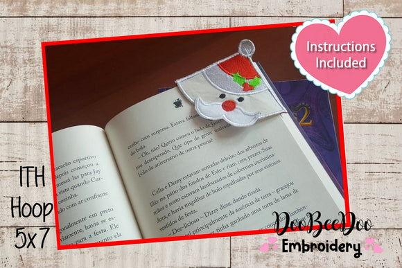 Santa Bookmarker - Applique - Machine Embroidery Design