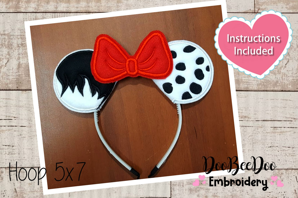 Mouse Ears Villain Headband - ITH Project - Machine Embroidery Design