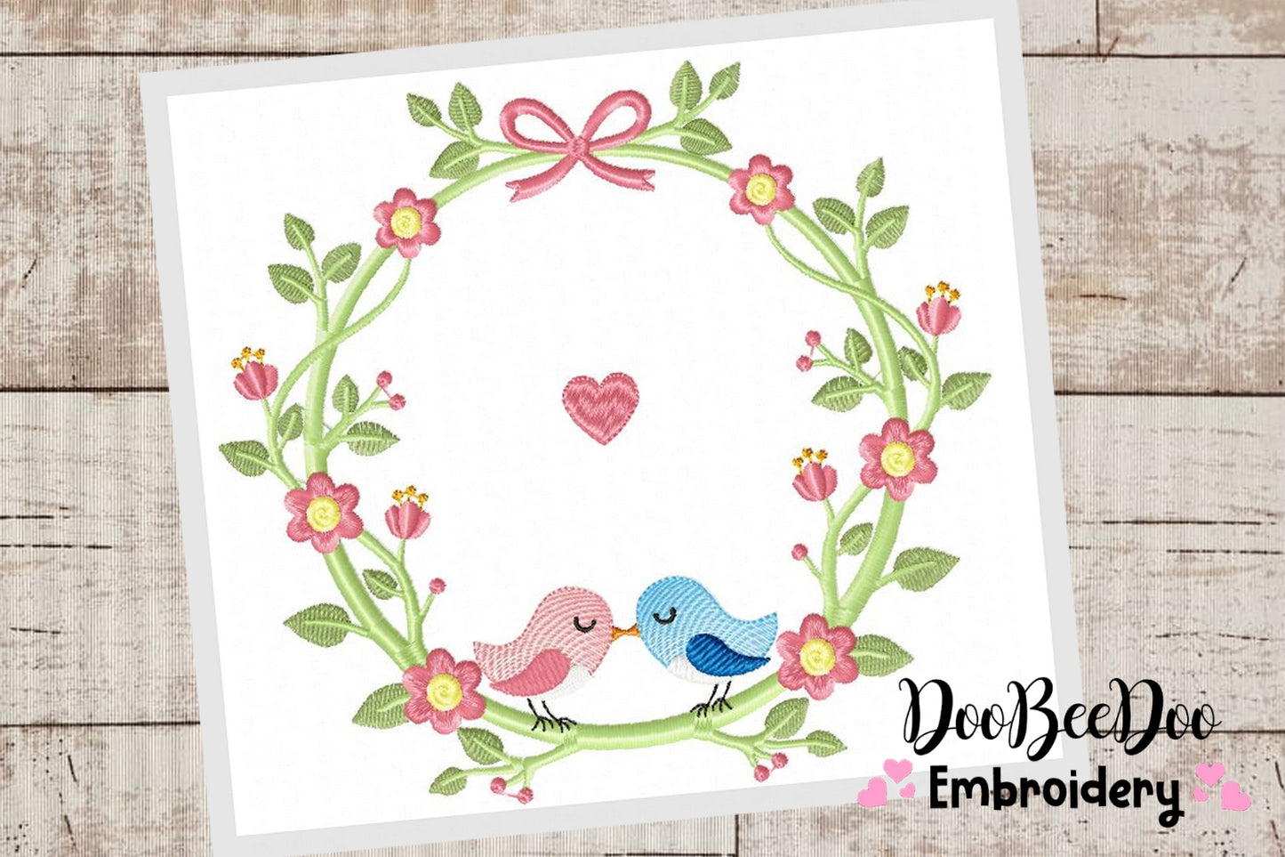 Couple of birds in the frame - Fill Stitch - 5 Sizes - Machine Embroidery