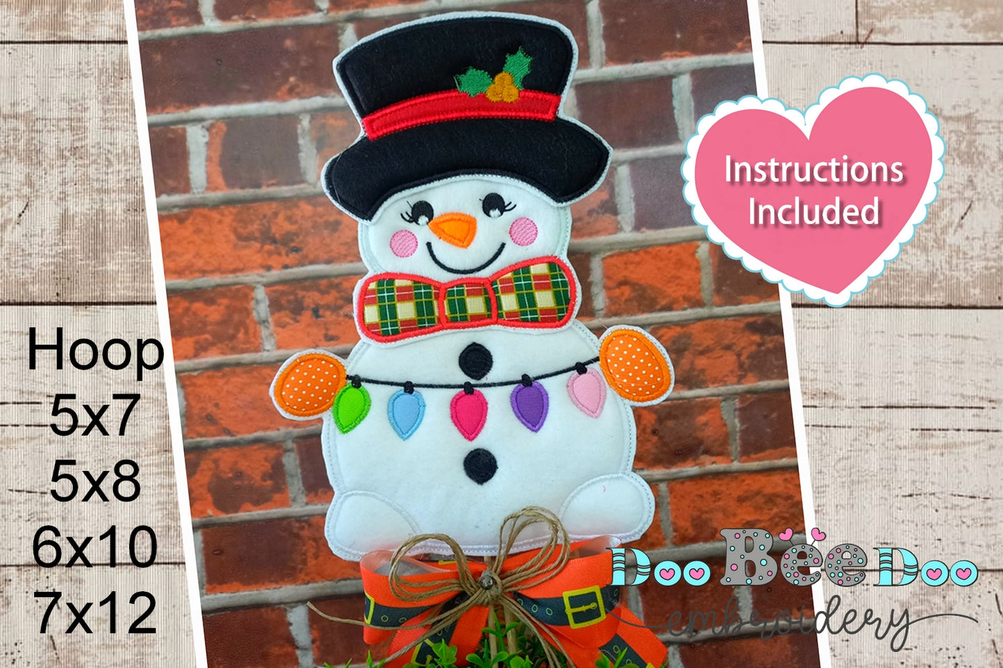 Set of 3 Snowman Ornaments - ITH Project - Machine Embroidery Design