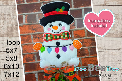 Set of 3 Snowman Ornaments - ITH Project - Machine Embroidery Design