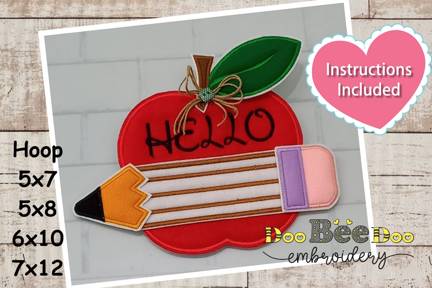 Apple Door Decoration for School - ITH Project - Machine Embroidery Design