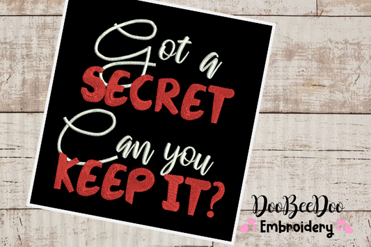 Got a Secret Can You Keep It - Geek -  3 Sizes - Fill Stitch - Machine Embroidery