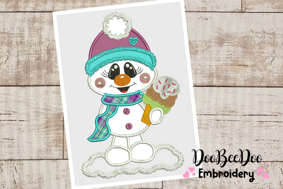 Cute Snowman  - Applique - 6 Sizes - Machine Embroidery Designs