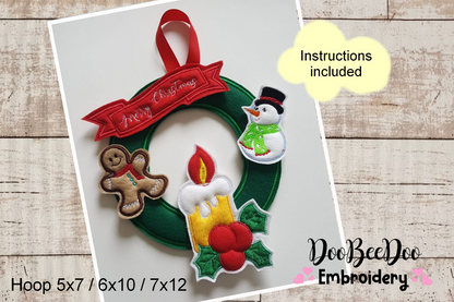 Christmas Ornaments Wreath - ITH Project - Machine Embroidery Design