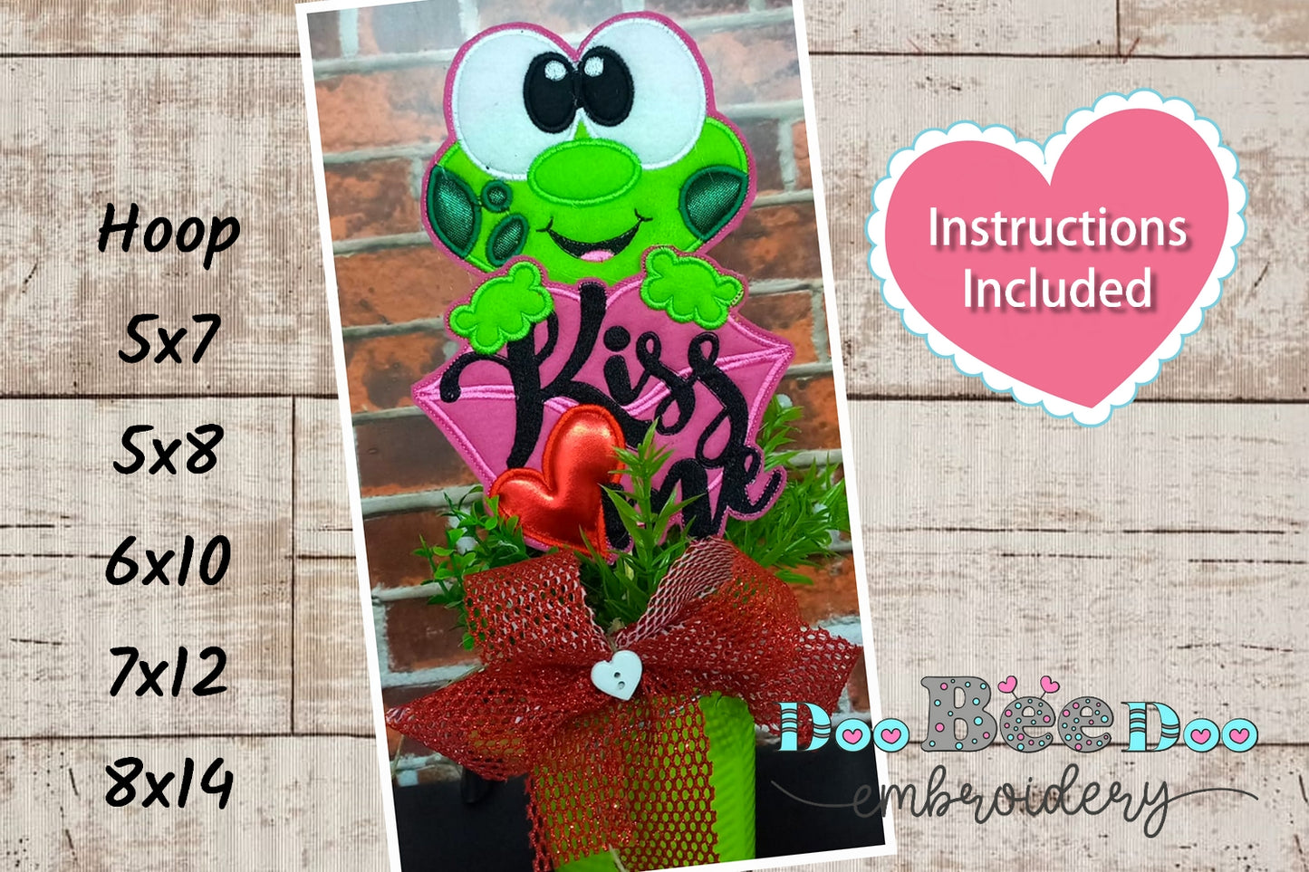 Frog Kiss Me for Valentine's Day - ITH Project - Machine Embroidery Design