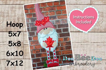 Gnome Canada with Maple Leaf - ITH Project - Machine Embroidery Design