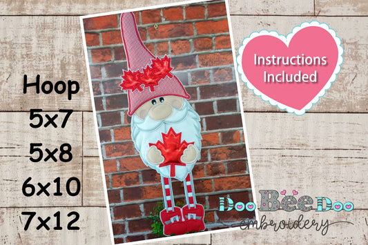 Gnome Canada with Maple Leaf - ITH Project - Machine Embroidery Design