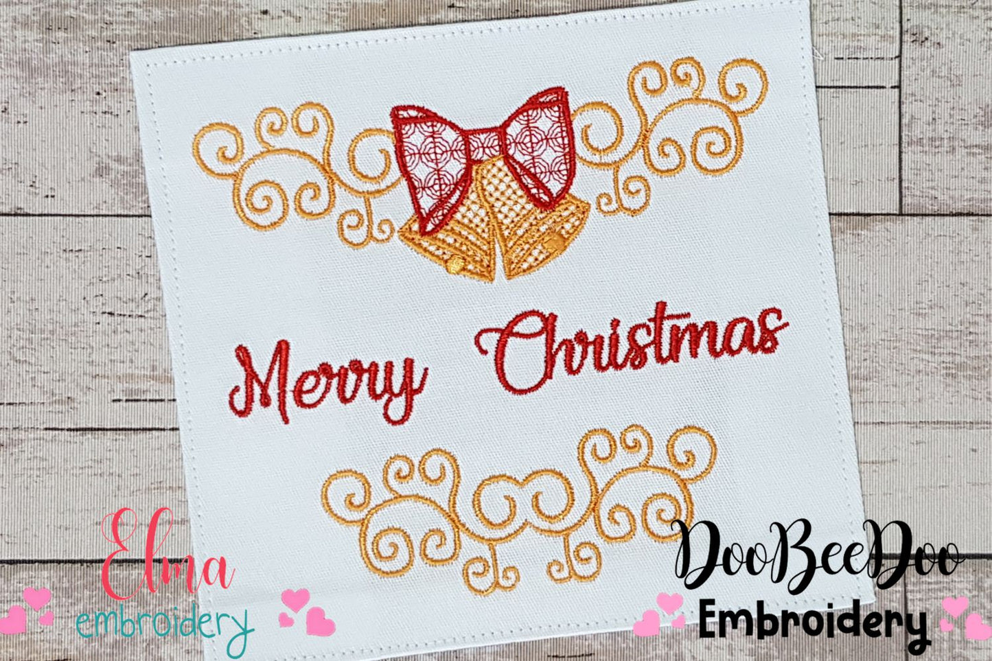 Merry Christmas Bells - Fill Stitch - machine Embroidery Design