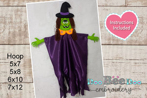 Hanging Witch Halloween - ITH Project - Machine Embroidery Design