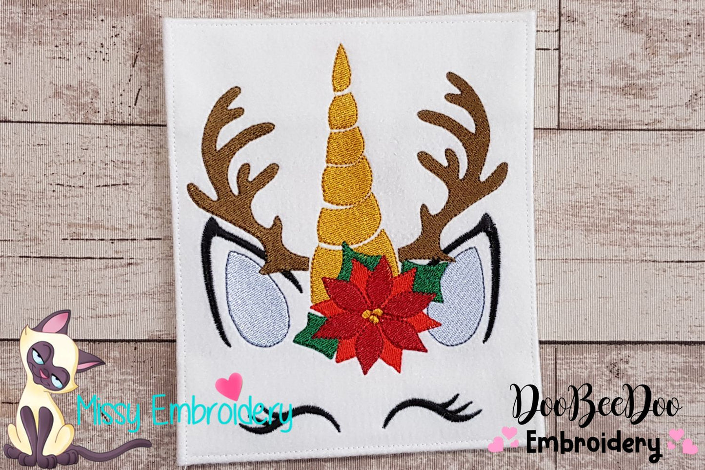 Christmas Unicorn - Fill Stitch - Machine Embroidery Design