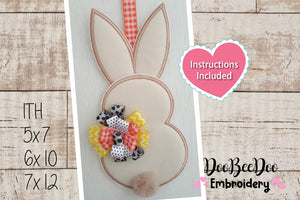 Cute Easter Bunny Silhouette Door Ornament - ITH Project - Machine Embroidery Design