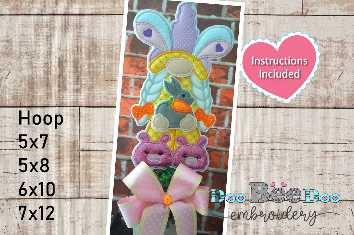 Easter Bunny Gnome Girl and Boy - ITH Project - Machine Embroidery Design