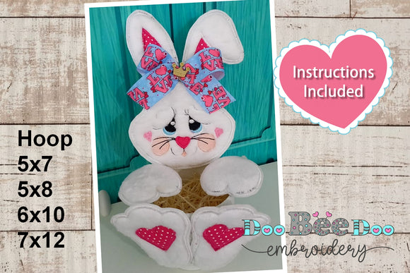 Rabbit Girl Easter Ornament - ITH Project - Machine Embroidery Design