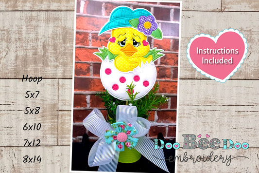 Chick Girl in an Eggshell - ITH Project - Machine Embroidery Design