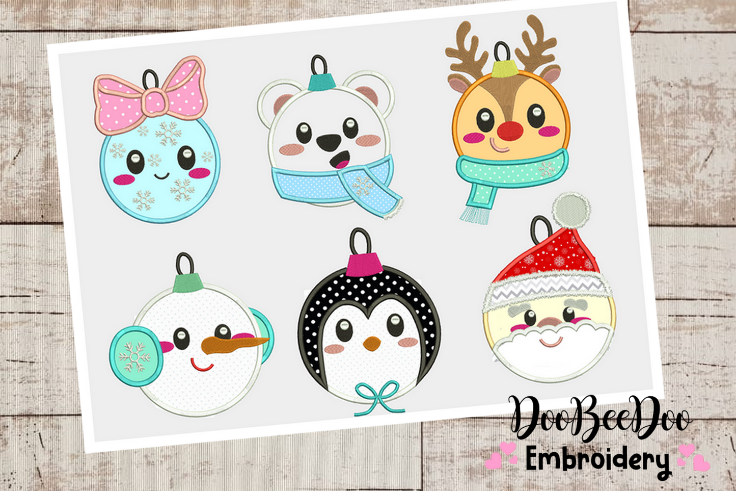 Christmas Ornaments - Applique - 6 Sizes - Machine Embroidery Design