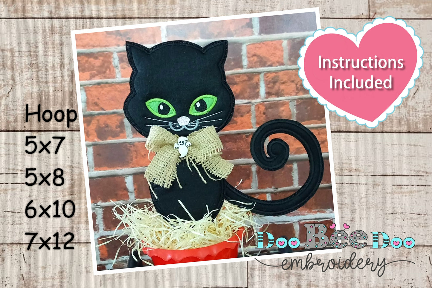 Black Cat for Halloween - ITH Project - Machine Embroidery Design