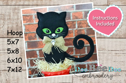 Black Cat for Halloween - ITH Project - Machine Embroidery Design