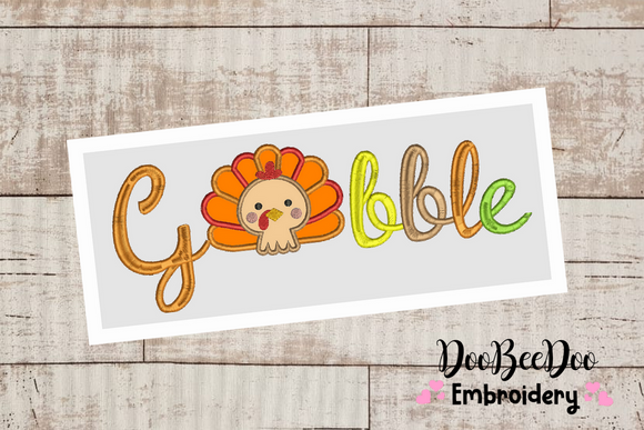 Gobble Turkey -  Applique  - 6 sizes - Machine Embroidery Design