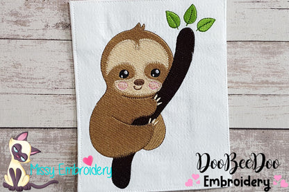 Baby Sloth Tree - Fill Stitch - Machine Embroidery Design