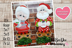 Santa and Mrs. Claus Having a Coffee Ornament - ITH Project - Machine Embroidery Design