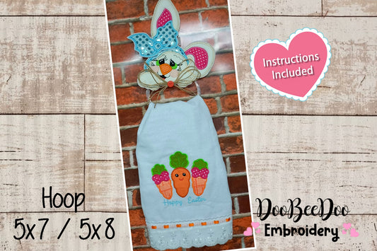 Dish towel holder  Easter - ITH Project - Machine Embroidery Design