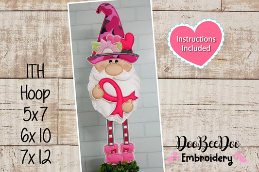 Pink October Gnome Ornament - ITH Project - Machine Embroidery Design