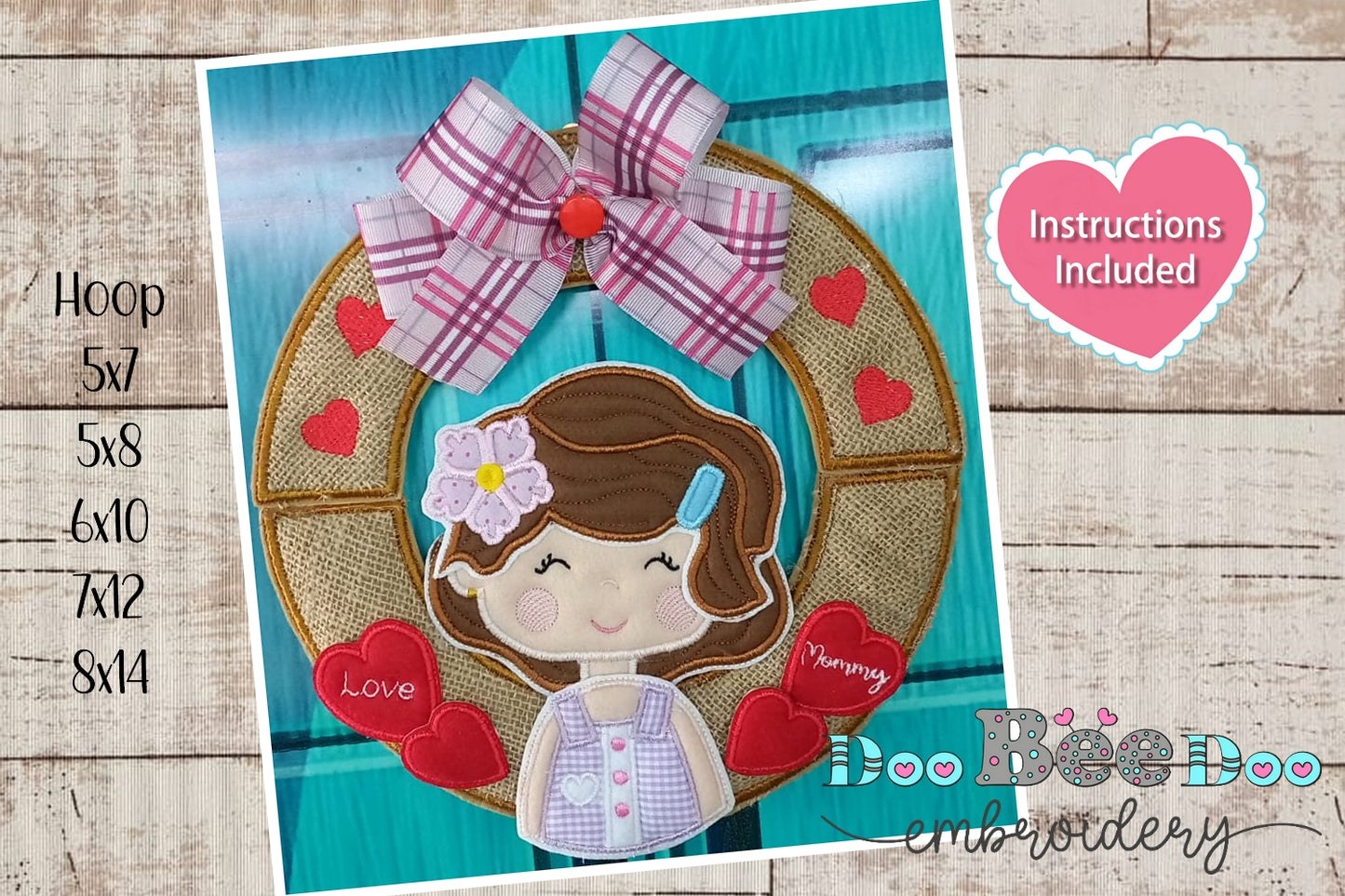 Wreath Love Mommy Mothers Day Ornament - ITH Project - Machine Embroidery Design