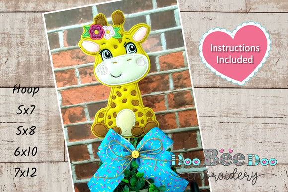 Giraffe with Flowers - ITH Applique
