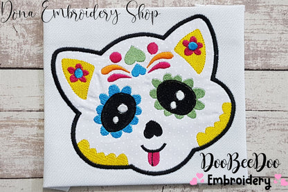 Sugar Skull Kitty Head – Appliqué – Machine Embroidery Design