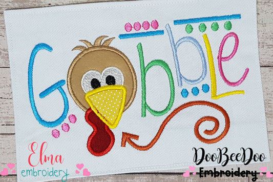 Gobble - Applique - Machine Embroidery Design